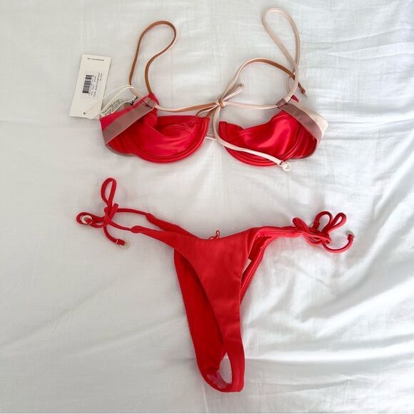 Zulu & Zephyr Sun Stripe Balconette Swim Set US 4 - Picture 5 of 6